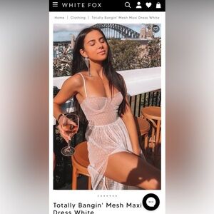 White Fox Totally bangin’ mesh maxi dress white. Size medium